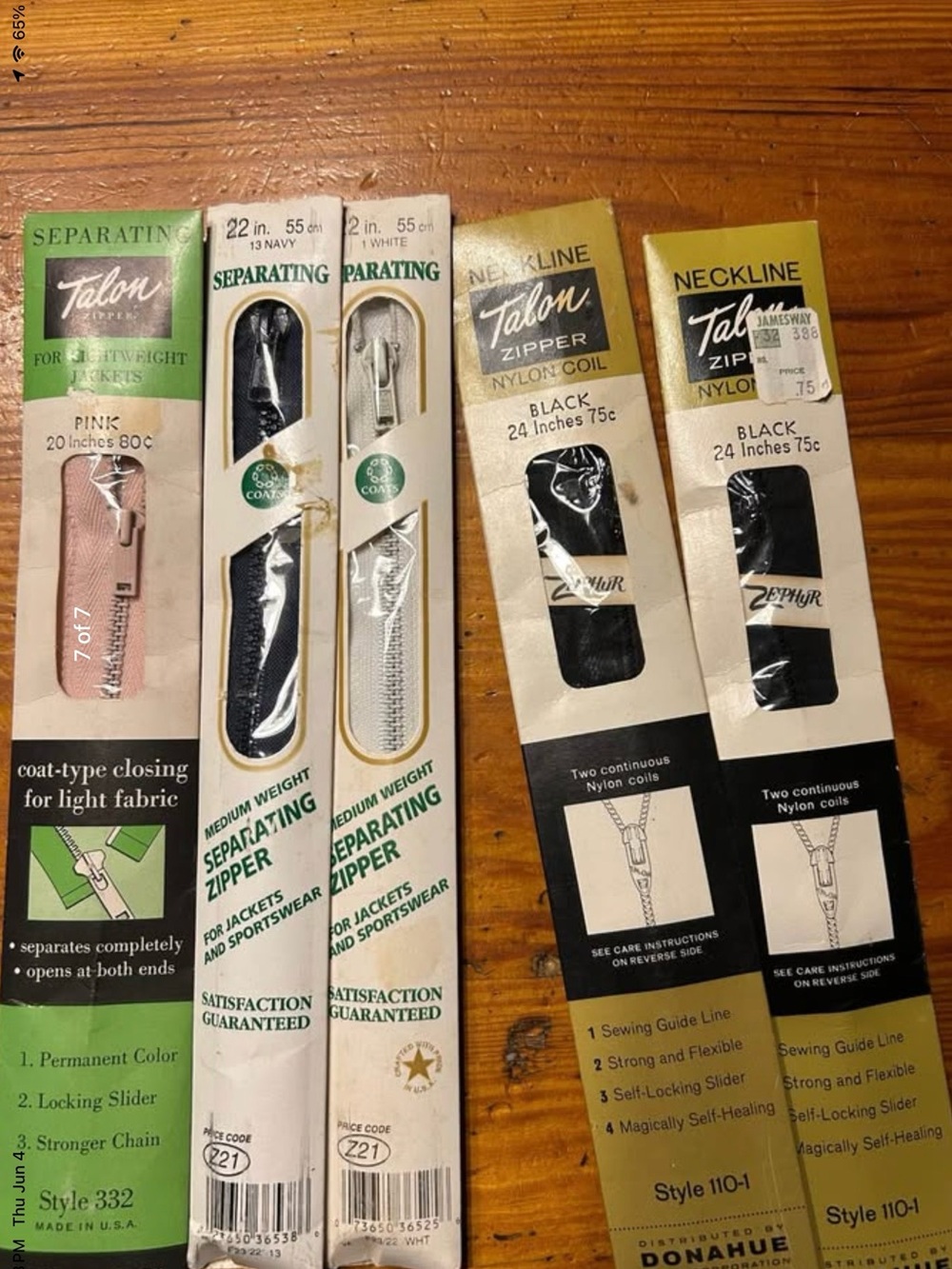 Assorted Packaged Zippers - All New